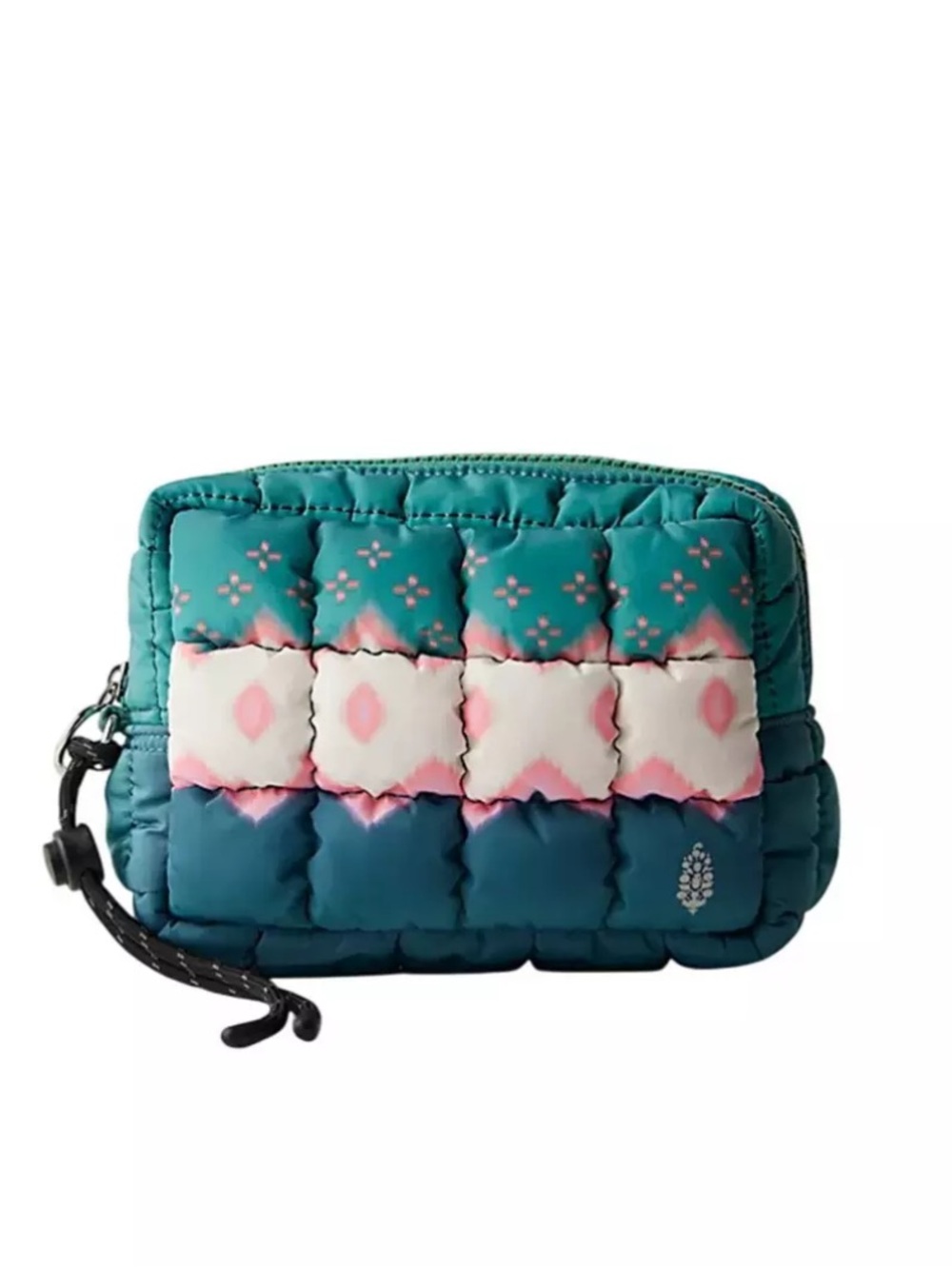 FP Movement by Free People Teal Pink White Quilted Cosmetic Pouch